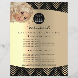Makeup Artist Beauty Gold Black Logo Haare Preise Flyer
