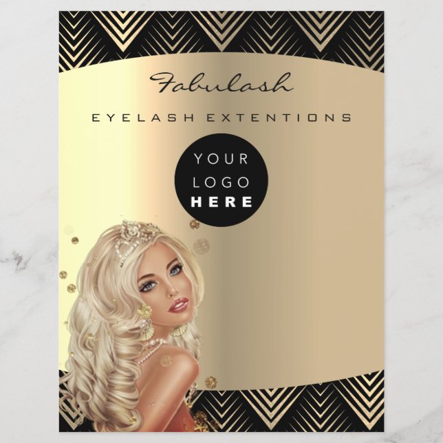 Makeup Artist Beauty Gold Black Logo Haare Preise  Flyer (Hinten)