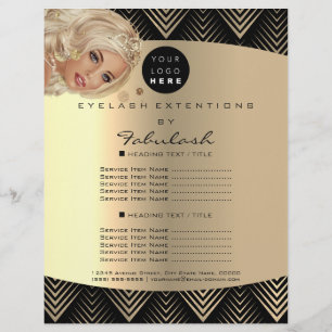 Makeup Artist Beauty Gold Black Logo Haare Preise Flyer
