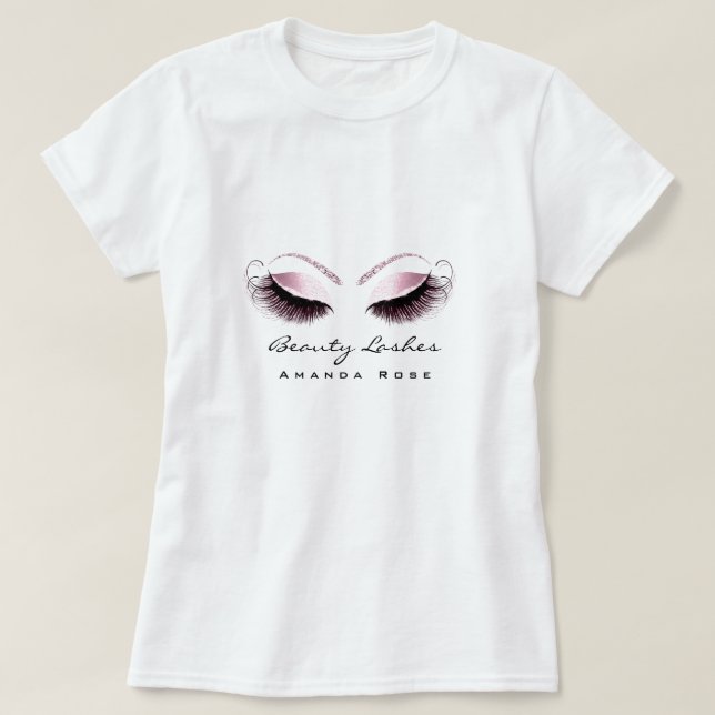 Makeup Artist Beauty Lash Studio Glitzer Pink Rose T-Shirt (Design vorne)