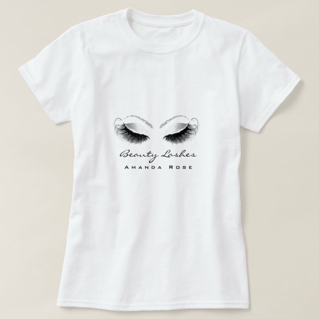Makeup Artist Beauty Lash Studio Glitzer Silver T-Shirt (Design vorne)