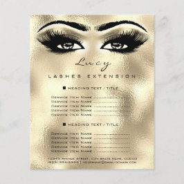 Makeup Artist Beauty Lashes Gold Preisliste Augen Flyer
