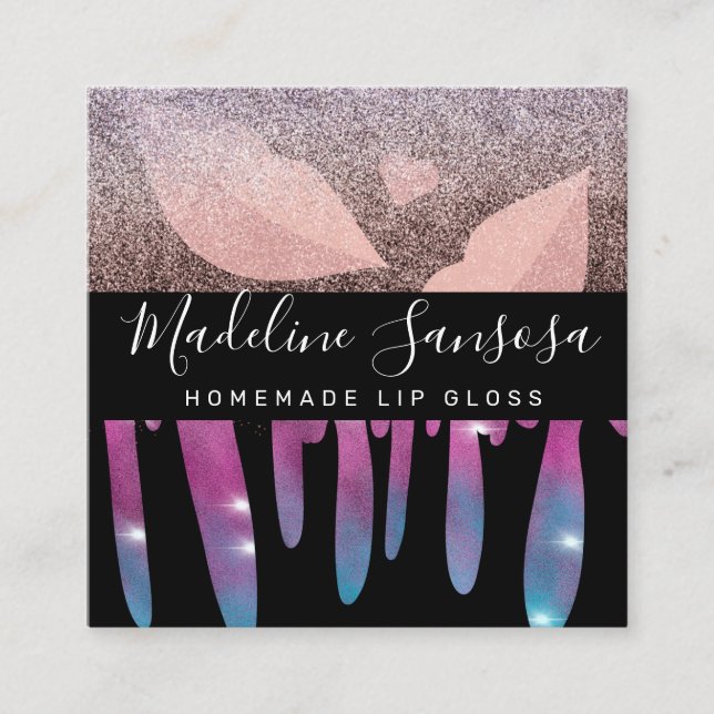 Makeup Artist Beauty Lip Glitzer Drift Quadratische Visitenkarte (Vorderseite)