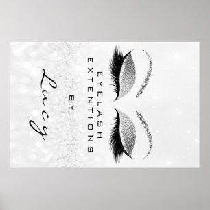 Makeup Artist Beauty Salon Eyebrow Silver Glitzer Poster