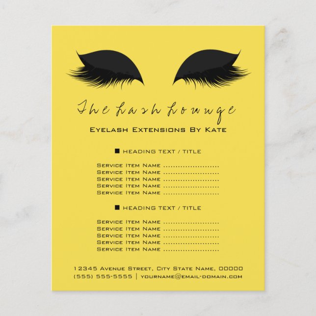 Makeup Artist Beauty Salon Flyer Black Yellow (Vorne)