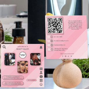 Makeup Artist Beauty Salon Fotos Pink Trendy Quadratische Visitenkarte