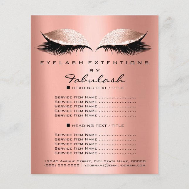 Makeup Artist Beauty Salon Glitzer Flyer Coral Lux (Vorne)