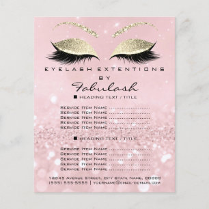 Makeup Artist Beauty Salon Glitzer Flyer Pink Gold