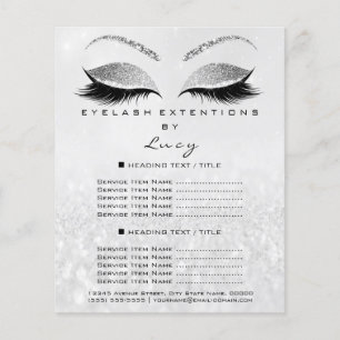Makeup Artist Beauty Salon Glitzer Preisliste Grau Flyer