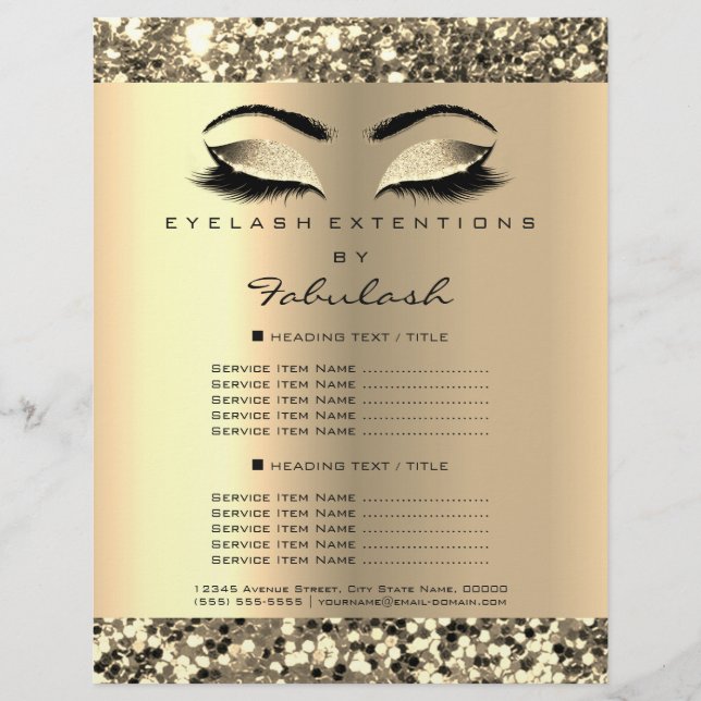 Makeup Artist Beauty Salon Goldener Flyer Preise (Vorne)