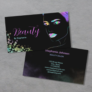 Makeup Artist Beauty Salon Holographic Glitzer Visitenkarte