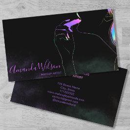 Makeup Artist Beauty Salon Holographic Glitzer Visitenkarte