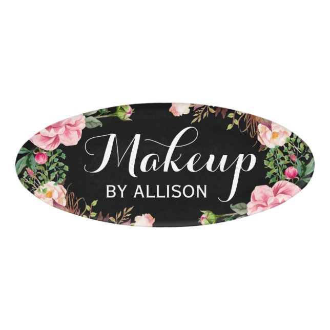 Makeup Artist Beauty Salon Klasse florale Wrap Namenschild (Vorderseite)