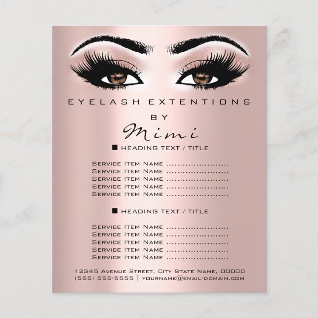 Makeup Artist Beauty Salon Lash Flyer Brown Blush (Vorne)