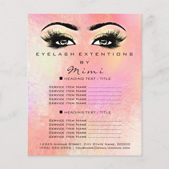 Makeup Artist Beauty Salon Lash Flyer Pastel Ombre (Vorne)