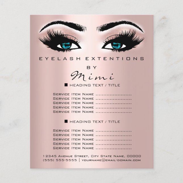 Makeup Artist Beauty Salon Lash Rose Blue Eyes Flyer (Vorne)