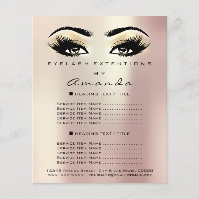 Makeup Artist Beauty Salon Lashes Flyer Champaigne (Vorne)