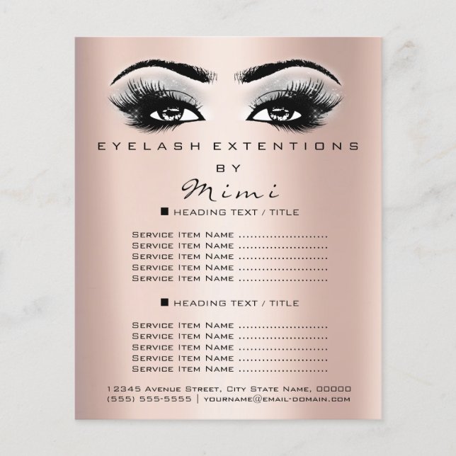Makeup Artist Beauty Salon Lashes Flyer Rose Grau (Vorne)