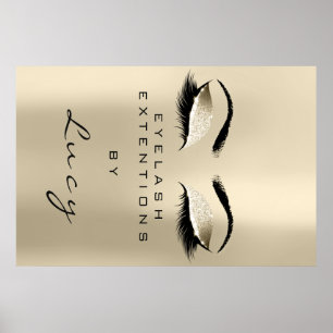 Makeup Artist Beauty Salon Lashes Ivory Glitzer Poster