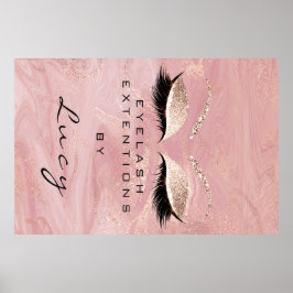 Makeup Artist Beauty Salon Lashes Pink Glitzer Poster