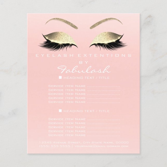 Makeup Artist Beauty Salon Preisliste Flyer Pink (Vorne)