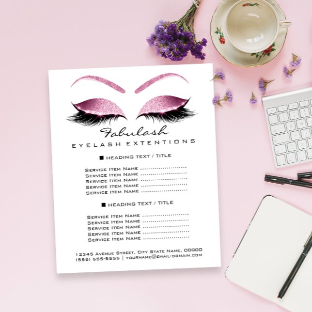 Makeup Artist Beauty Salon Preisliste Flyer Pink (Makeup Artist Beauty Salon Price List Flyer Pink)
