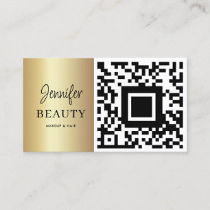 Makeup Artist Beauty Salon QR Code Modern Gold Visitenkarte