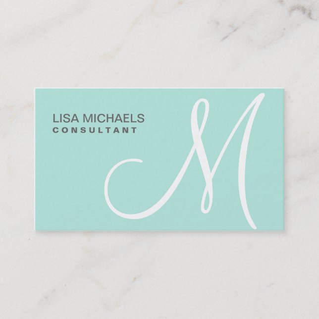 Makeup Artist Beruflich Elegant Monogram Blue Visitenkarte (Vorderseite)