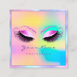 Makeup Artist Beruflich Eyeash Holograph Pinky Quadratische Visitenkarte