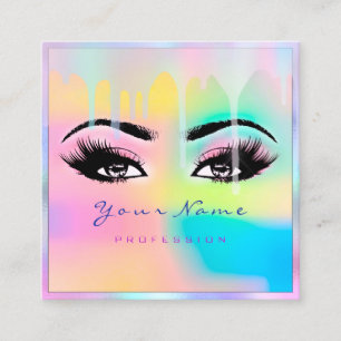 Makeup Artist Beruflich Eyelash Holograph Tropfen Quadratische Visitenkarte