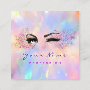 Makeup Artist Beruflich Eyelash Holographie Quadratische Visitenkarte