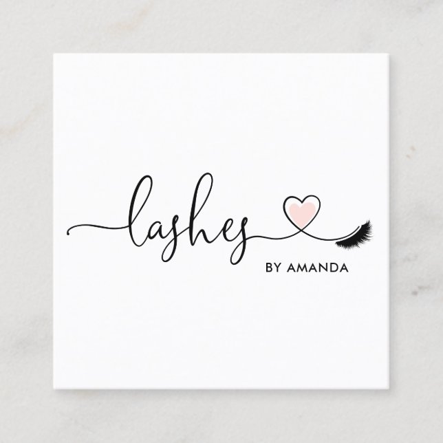 Makeup Artist Blush Pink Eyes Lashes Herz Quadratische Visitenkarte (Vorderseite)