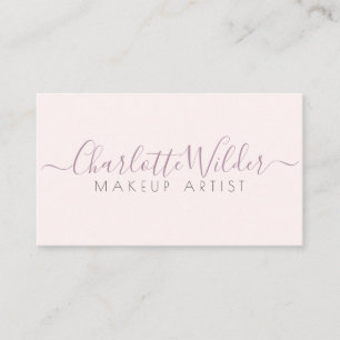 Makeup Artist Blush Pink Signature Script Visitenkarte