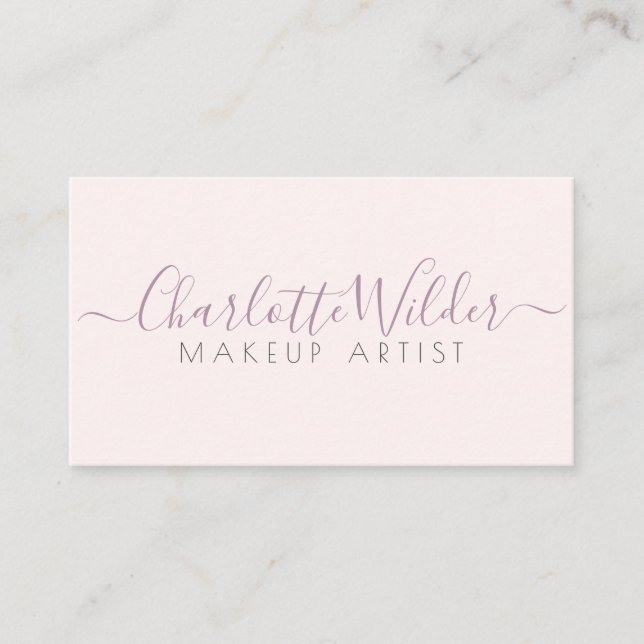 Makeup Artist Blush Pink Signature Script Visitenkarte (Vorderseite)