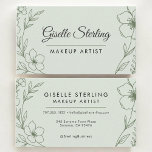Makeup Artist Botanical Sage Green Modern Visitenkarte<br><div class="desc">A modern botanical business card featuring a soft sage green color palette and clean, elegant typography. Designed for makeup artists who want a fresh, polished, and professional brand look. The minimalist layout keeps your name, beauty services, and contact details easy to read, while the subtle botanical accents add a stylish,...</div>