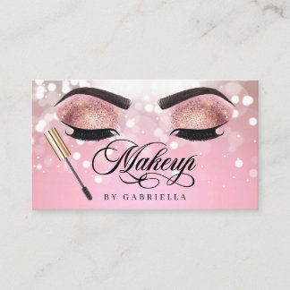 Makeup Artist Brow Eyelash Pink Glitzer Visitenkarte