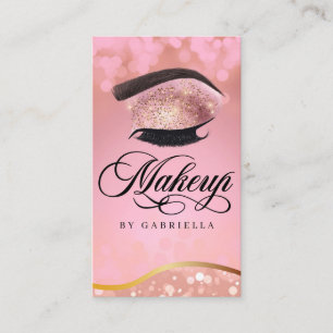 Makeup Artist Brow Eyelash Pink Glitzer Visitenkarte