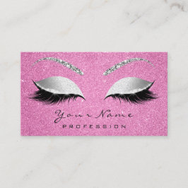 Makeup Artist Brown Lashes Glitzer Grau Pink Rose Visitenkarte