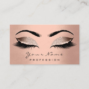 Makeup Artist Brown Lashes Glitzer Wax Rose Gold Visitenkarte