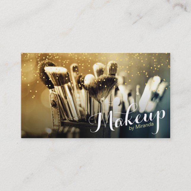 Makeup Artist Brush Set Goldene Fette Terminkarte (Vorderseite)