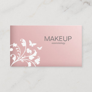 Makeup Artist Business Card Blume Butterfly Pink Visitenkarte