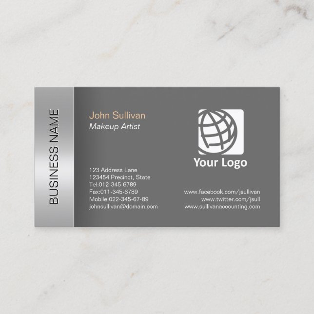 Makeup Artist Business Card Elegante graue Grenze Visitenkarte (Vorderseite)