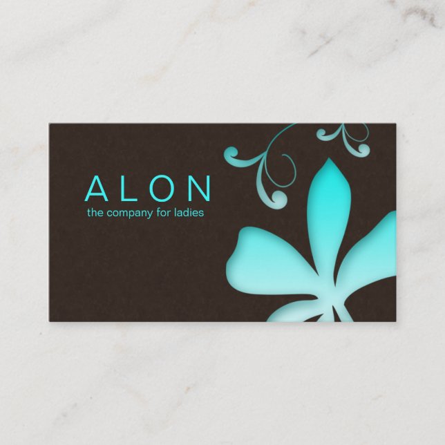 Makeup Artist Business Card Flower Turquoise Blue Visitenkarte (Vorderseite)