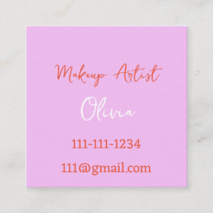 MAKEUP ARTIST BUSINESS CARD PINK AND RED QUADRATISCHE VISITENKARTE