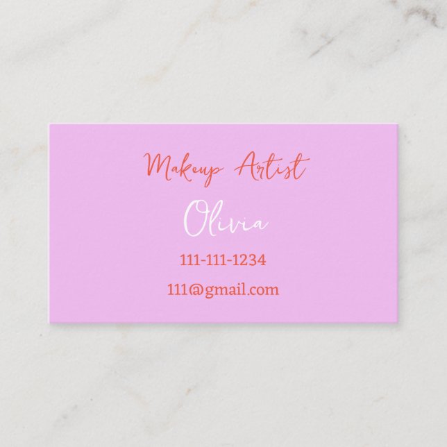 MAKEUP ARTIST BUSINESS CARD PINK AND RED VISITENKARTE (Vorderseite)