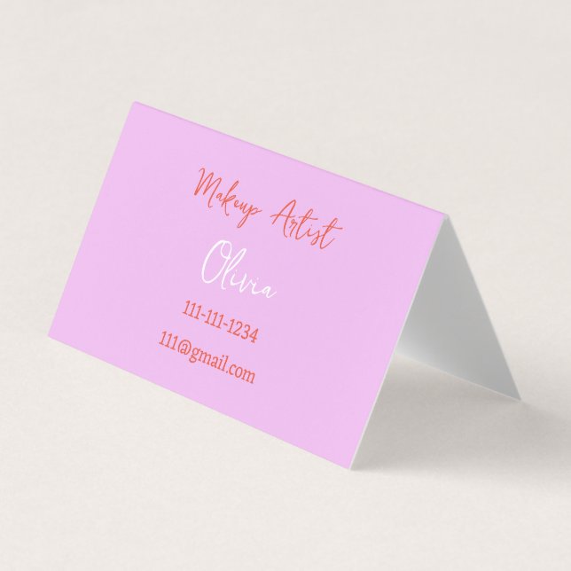 MAKEUP ARTIST BUSINESS CARD PINK AND RED VISITENKARTEN (Vorderseite)