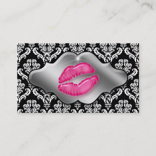 Makeup Artist Business Cards Rosa Lippen Damaskus  Visitenkarte (Vorderseite)