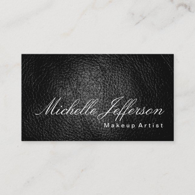 Makeup Artist Calligraphy Leather Business Card Visitenkarte (Vorderseite)