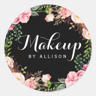 Makeup Artist Calligraphy Script Floral Wrapping Runder Aufkleber