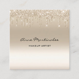 Makeup Artist Champagne Glitzer Glam Tropfen Quadratische Visitenkarte